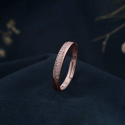 Rose Gold Sparkling Love Band Ring For Women