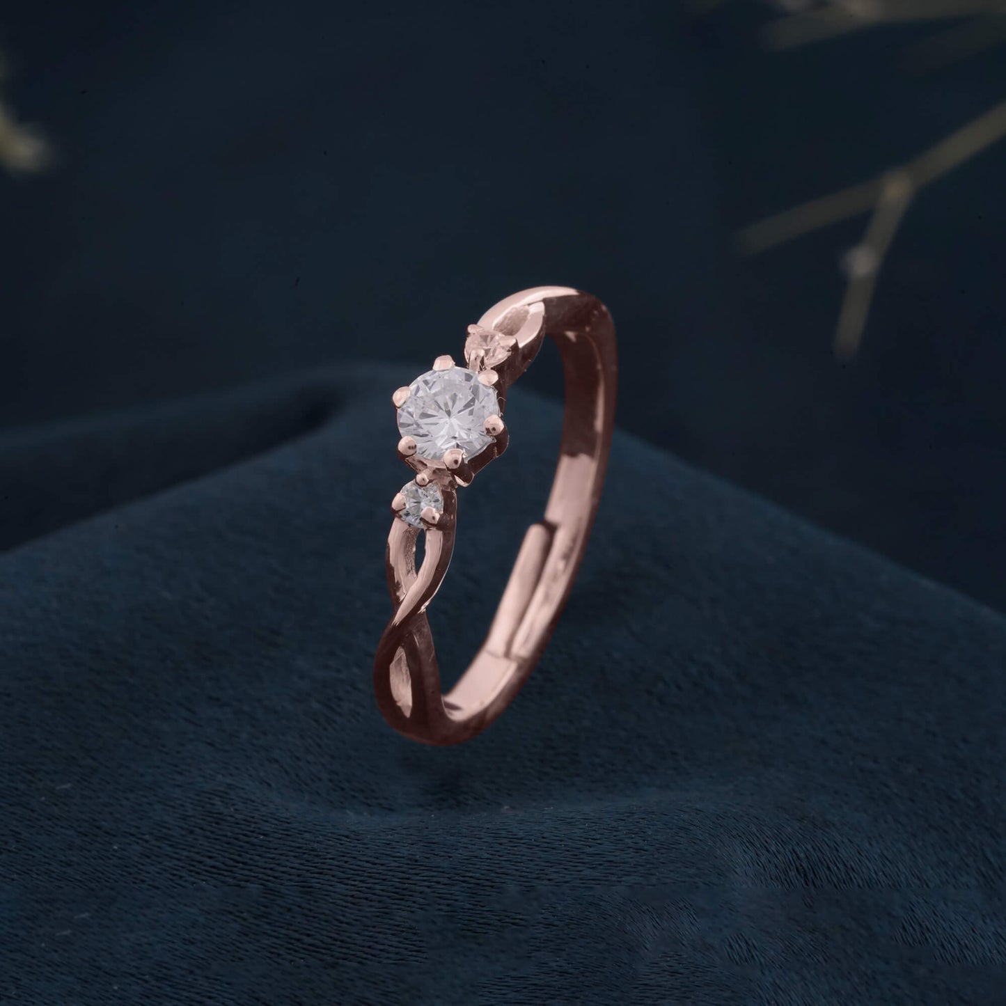 Rose Gold Wave Love Women's Band Ring