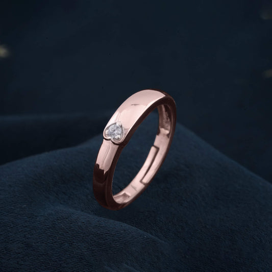 Rose Gold Solitaire Classic Love Ring for Girls