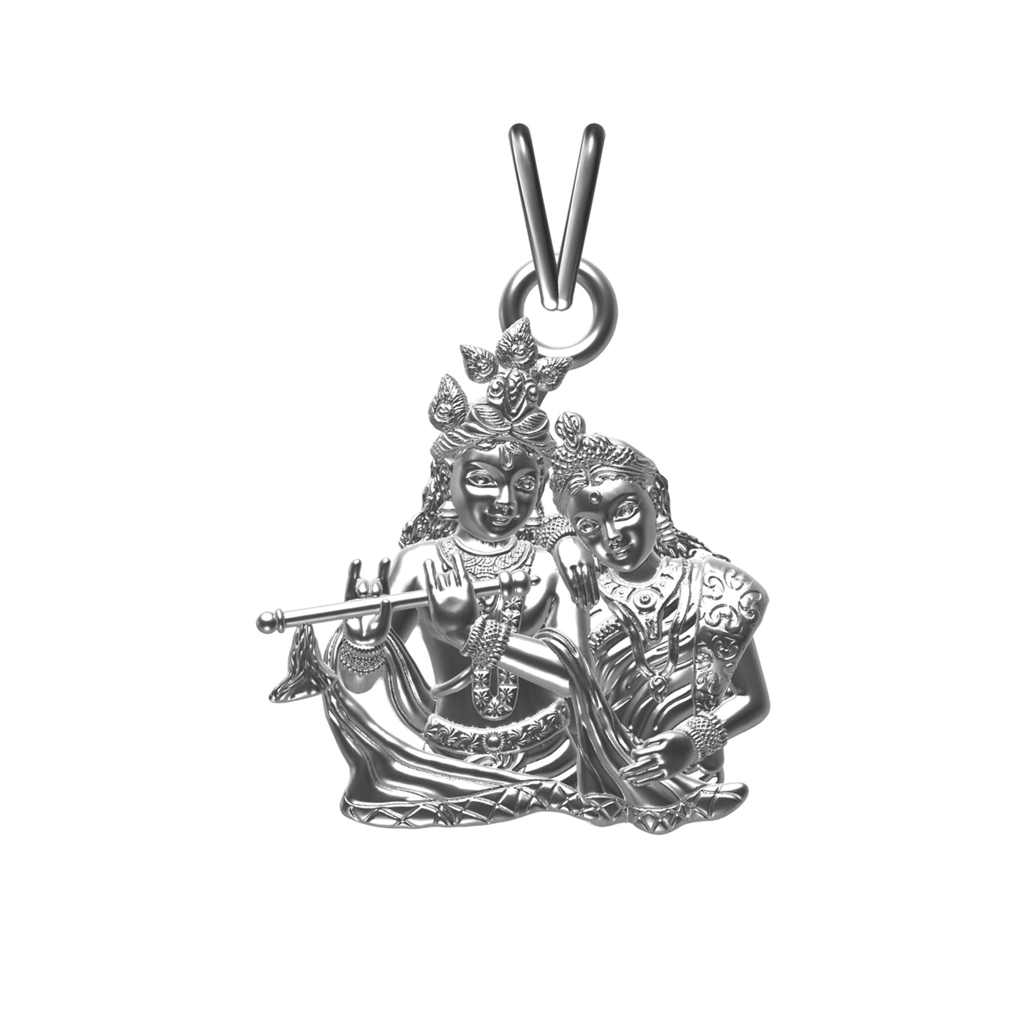 Silver Lord Radha Krishna Love Silver Pendant