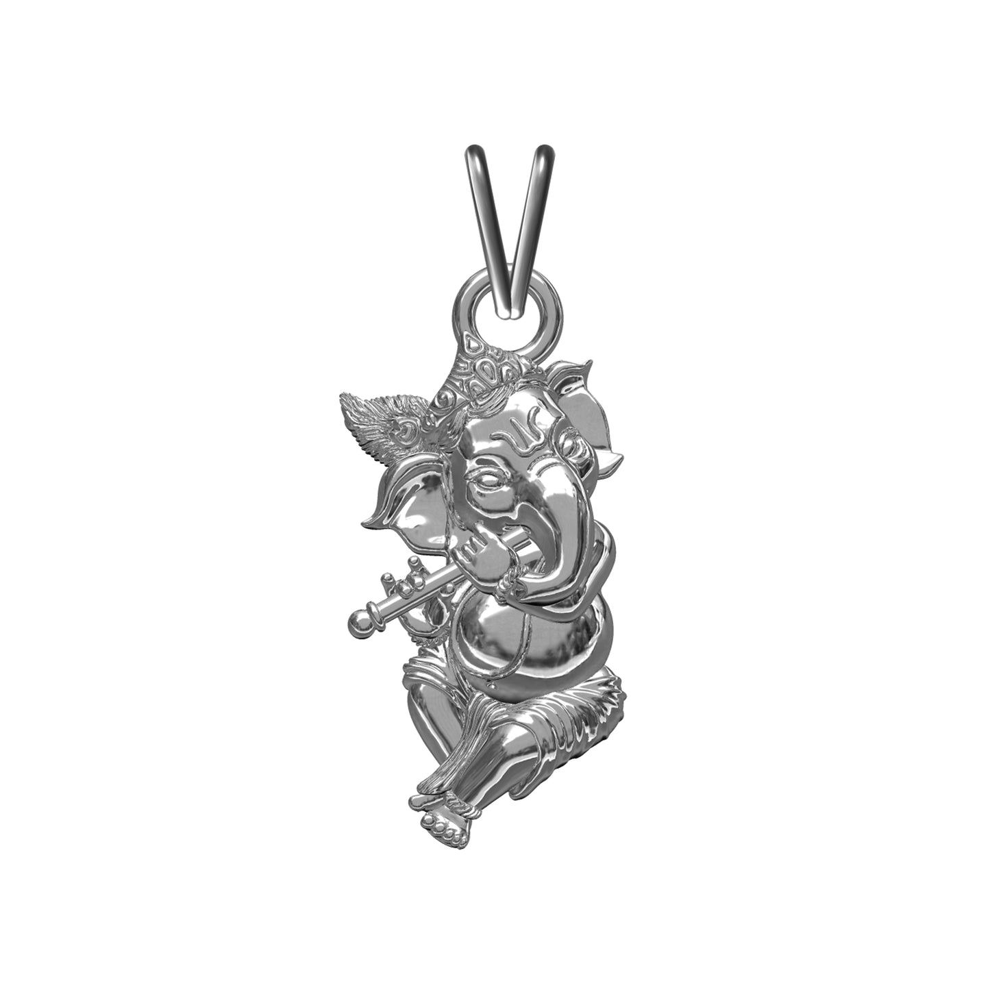 Silver God Ganesha Silver Pendant In Krishna Avatar