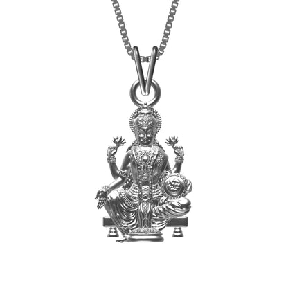 Silver Goddess Laxmi Pendant Blessing