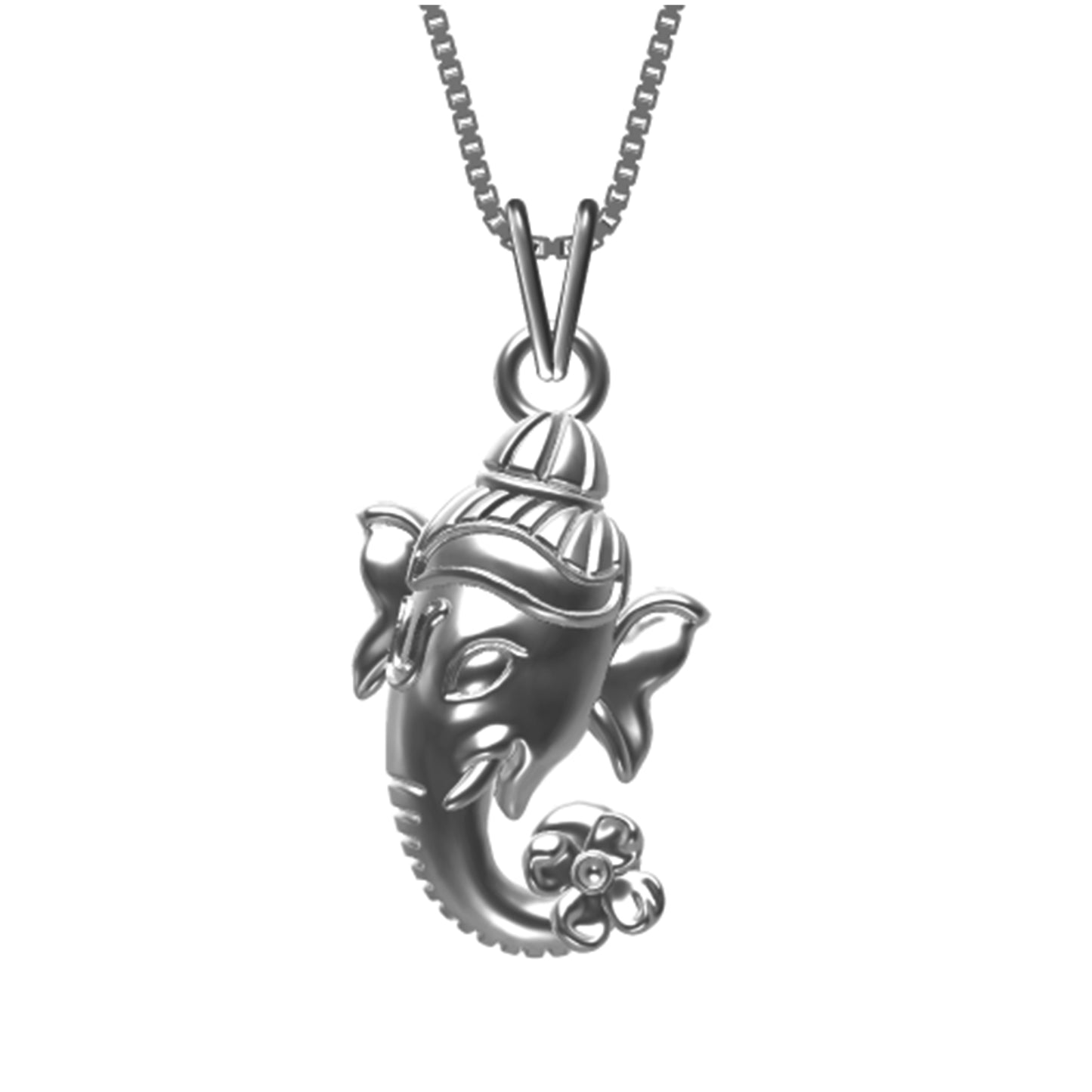 Silver Lord Bal Ganesha Face Pendant