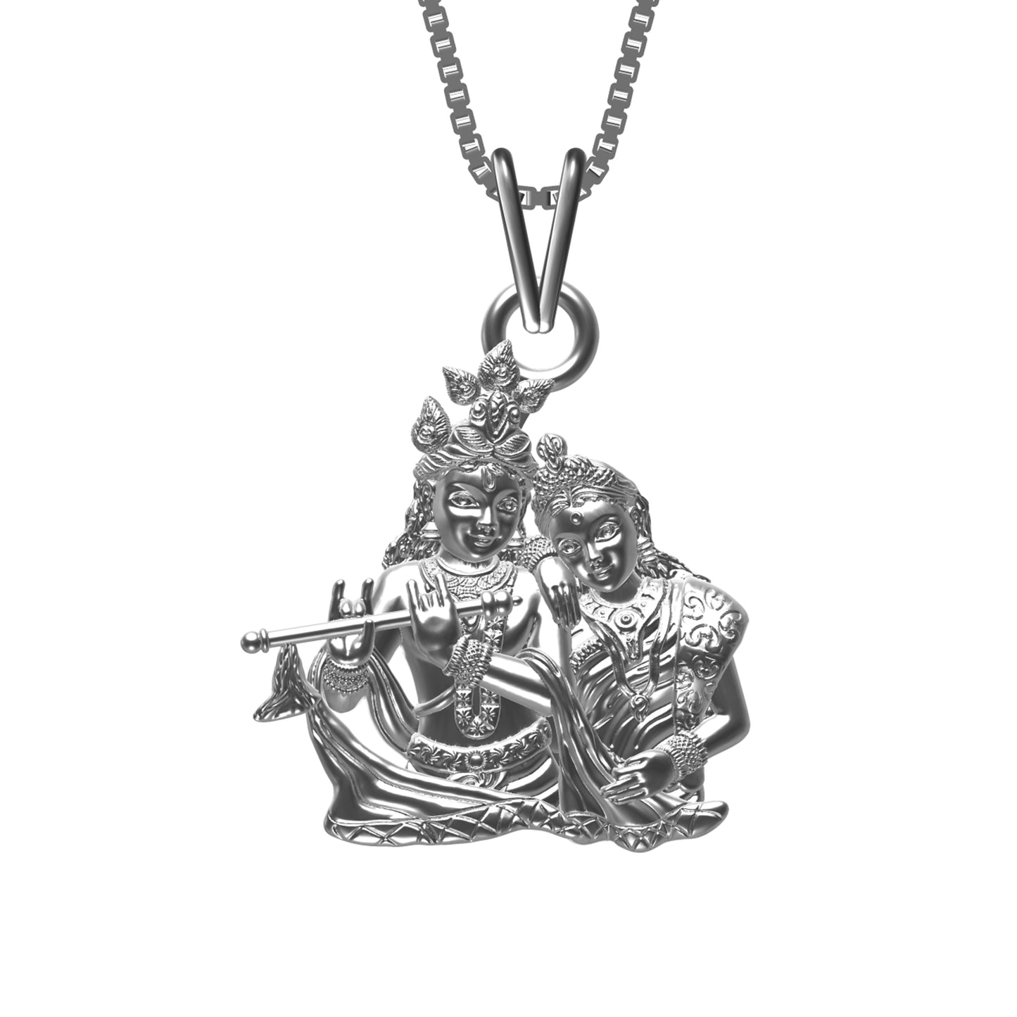 Silver Lord Radha Krishna Love Silver Pendant