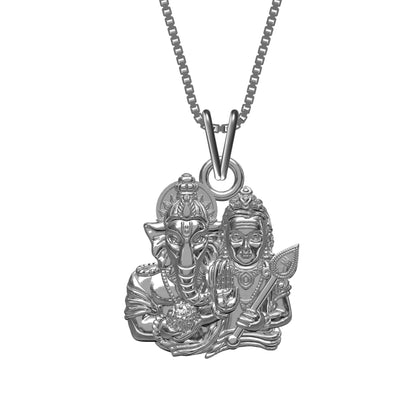 Silver Lord Ganesha And Kartik Pendant