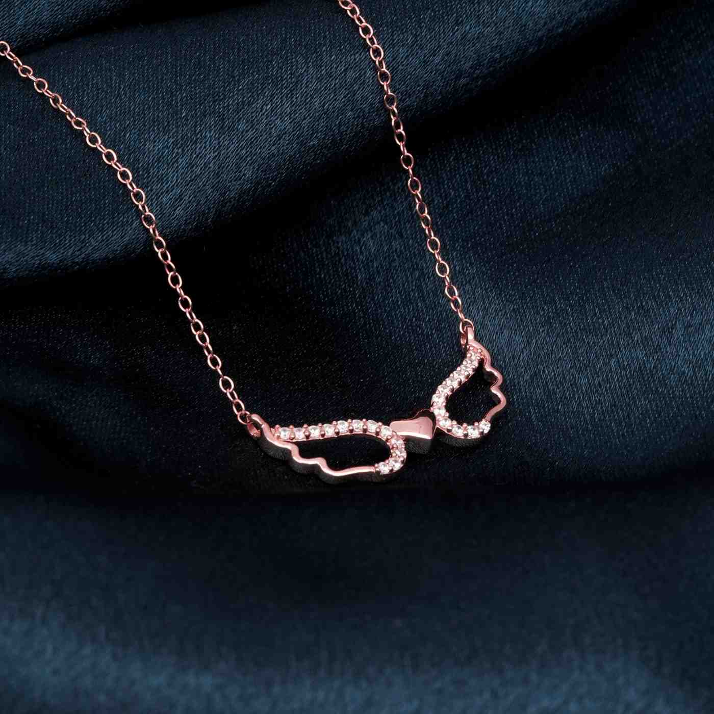 Rose Gold Angel Wings Heart Necklace