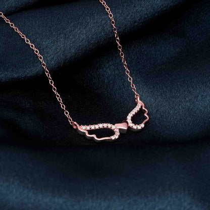 Rose Gold Angel Wings Heart Necklace