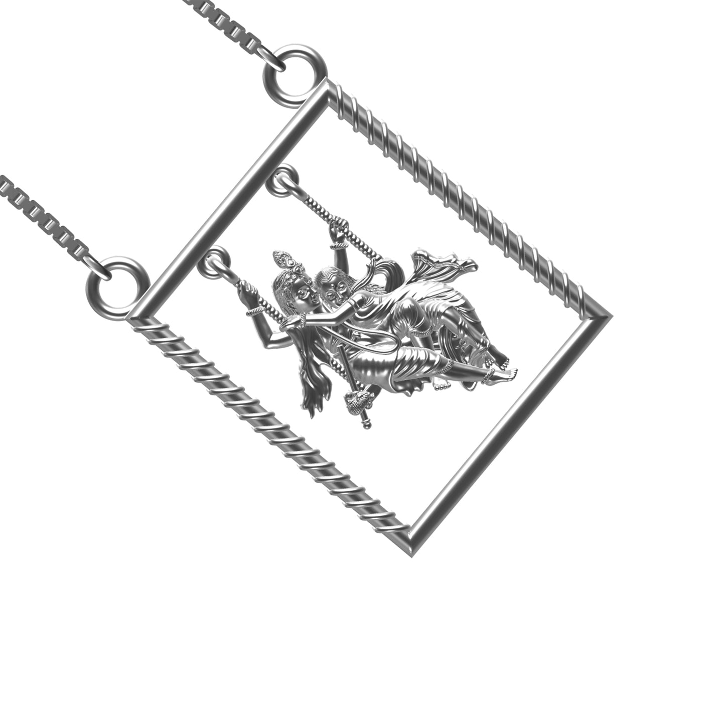 Silver Lord Radha Krishna Love Pendant