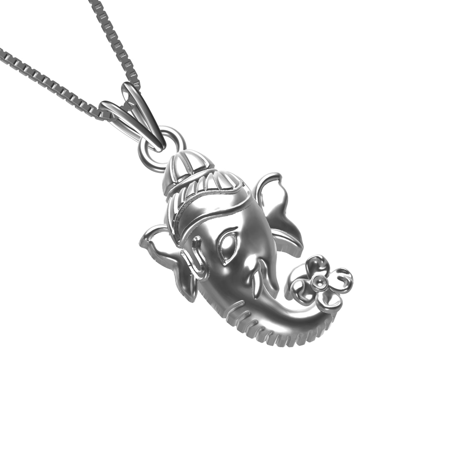 Silver Lord Bal Ganesha Face Pendant