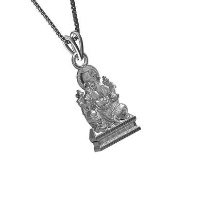 Silver God Ganesha Sitting Sterling Silver Pendant