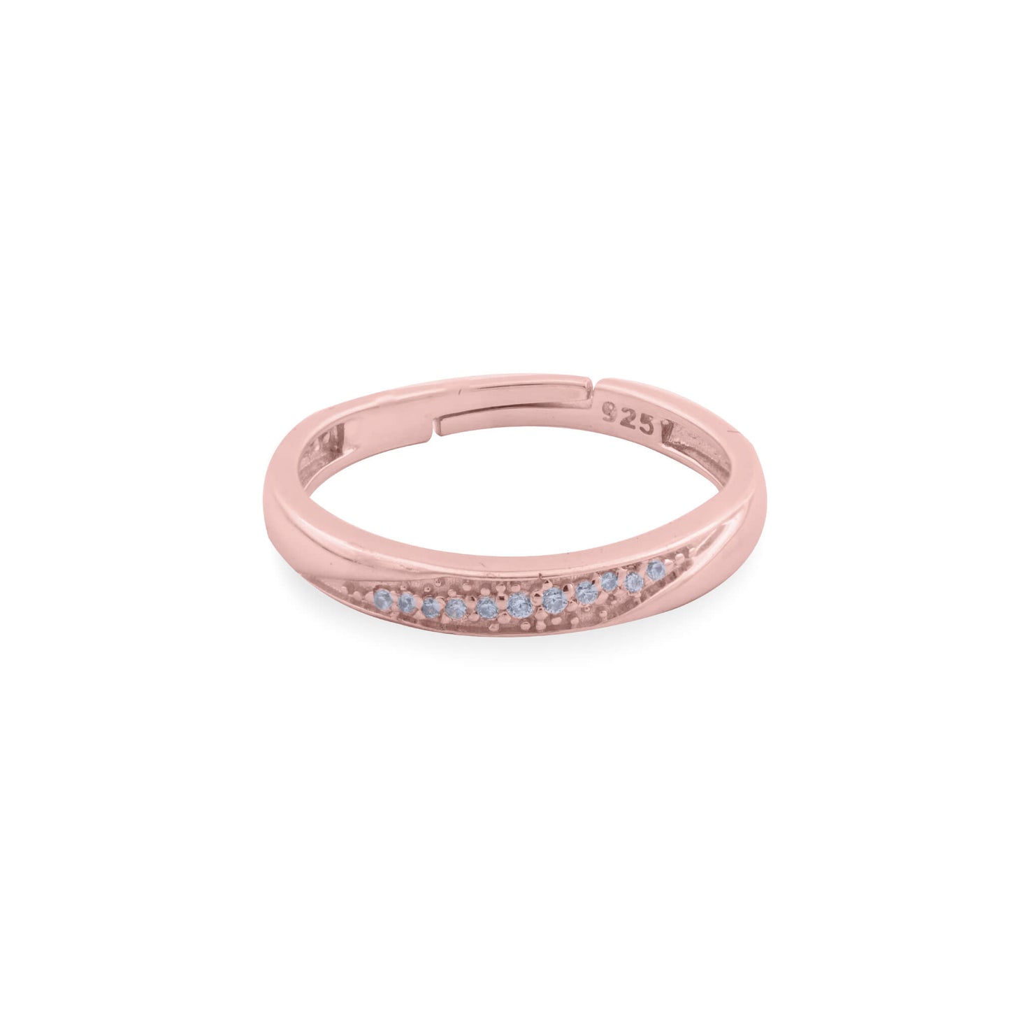 Rose Gold Sparkling Love Band Ring For Women