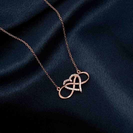 Rose Gold Heart Infinity Necklace