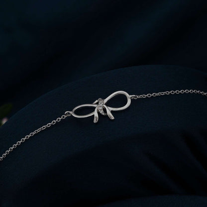 Silver Bow Knot Anklet