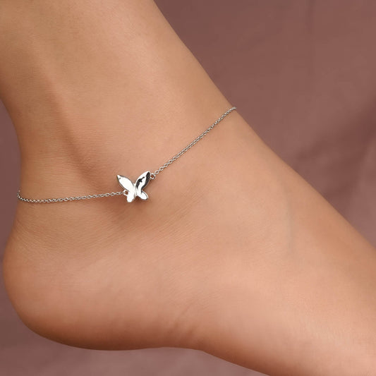 Silver Mini Butterfly Anklet