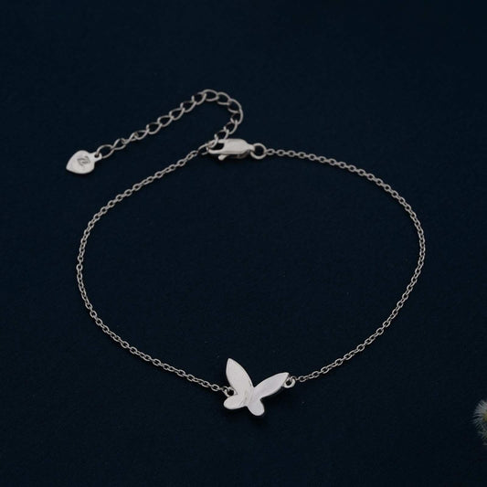 Silver Mini Butterfly Anklet