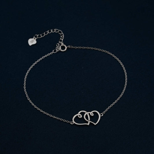 Silver Twin Heart Anklet