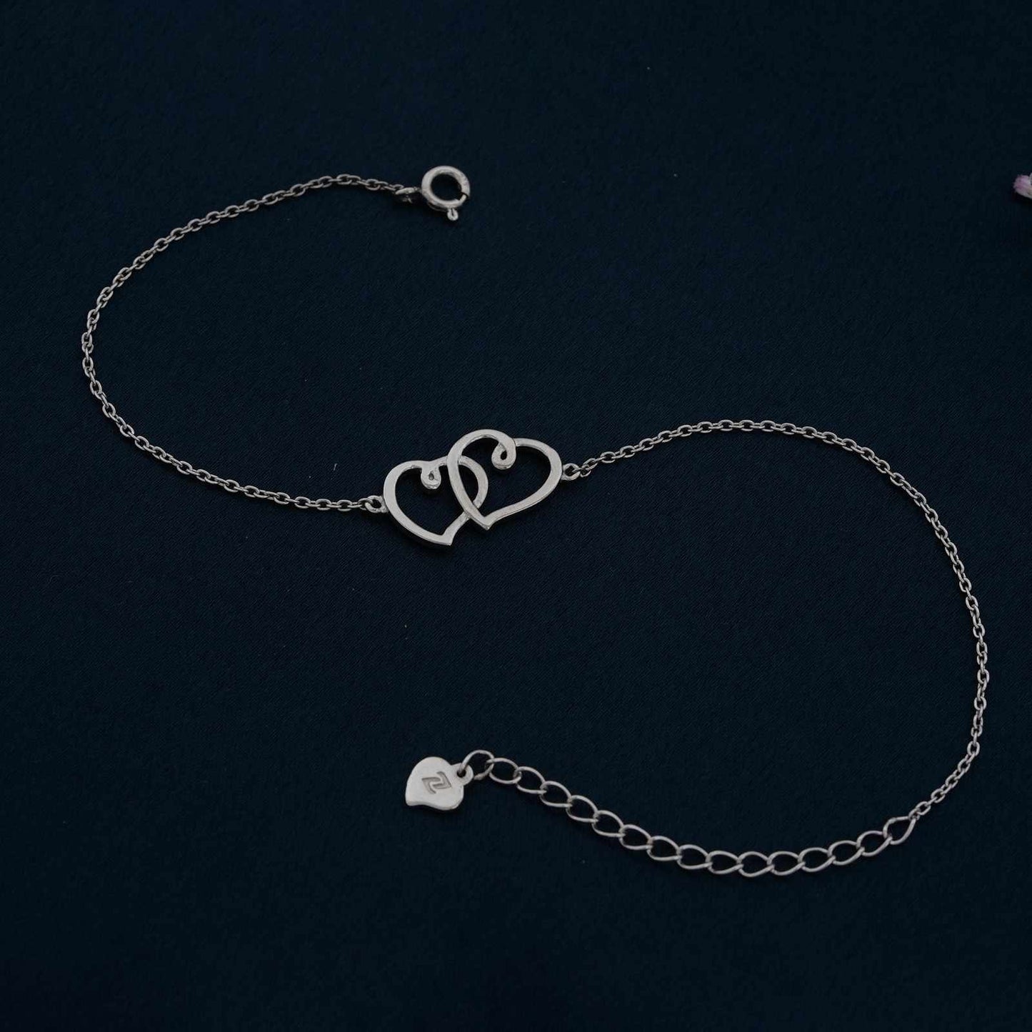 Silver Twin Heart Anklet