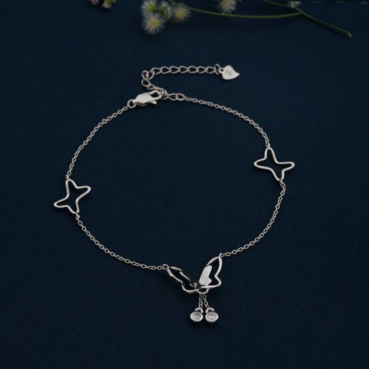 Silver Butterfly Charm Anklet