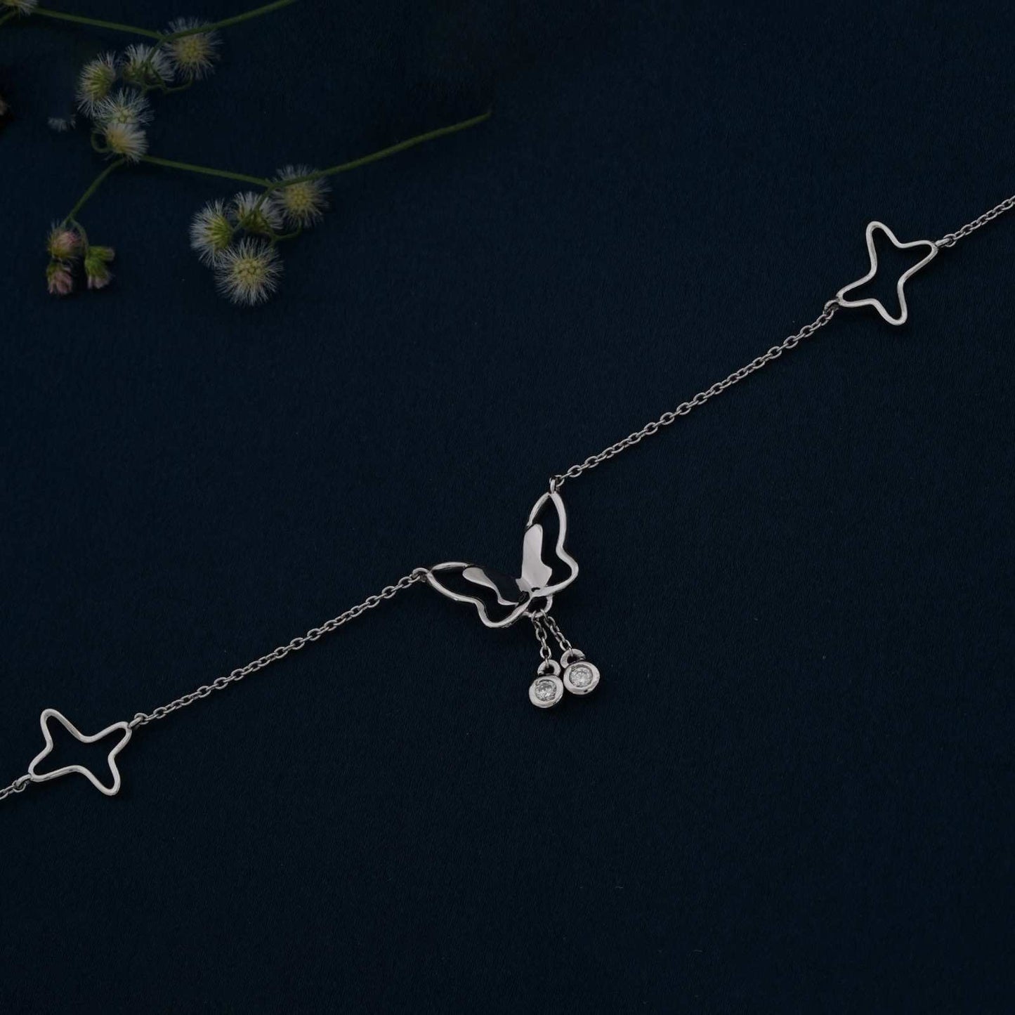 Silver Butterfly Charm Anklet