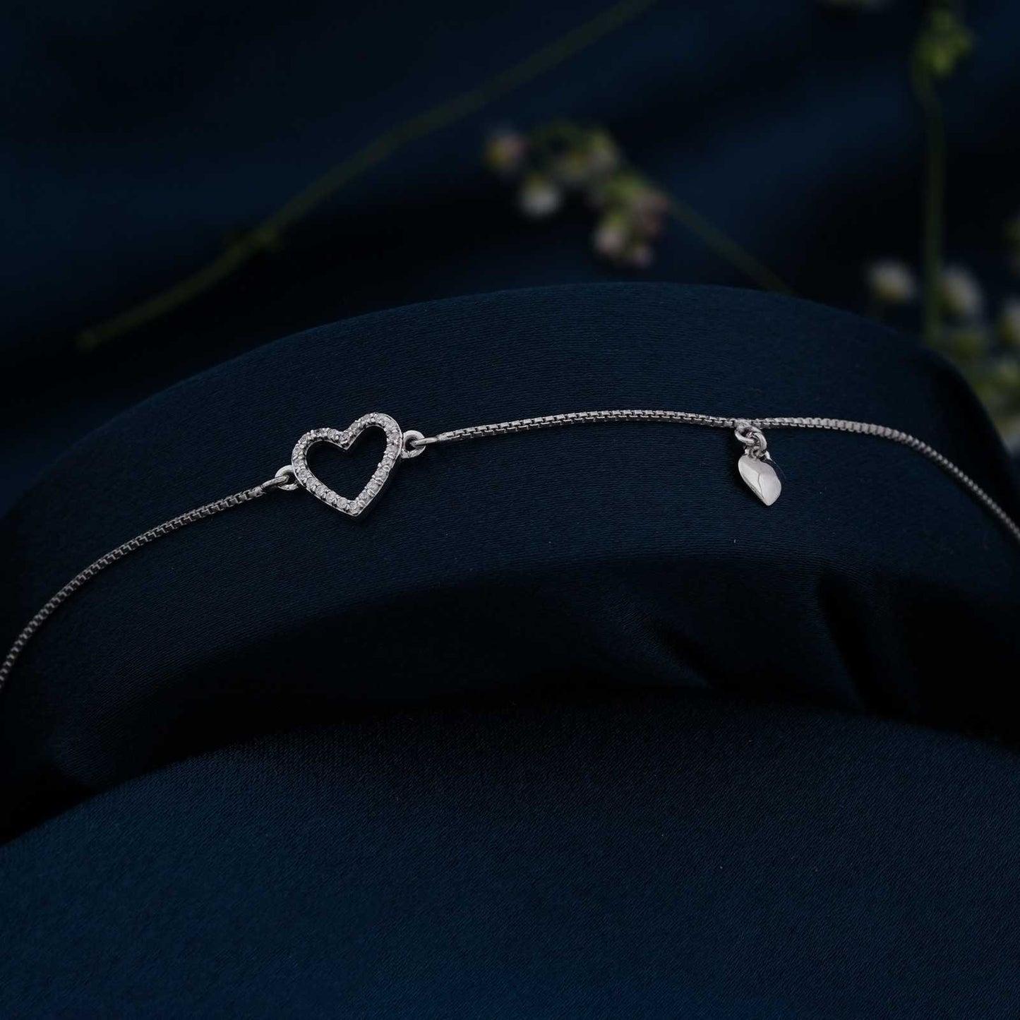 Silver Lovely Heart Charm Anklet