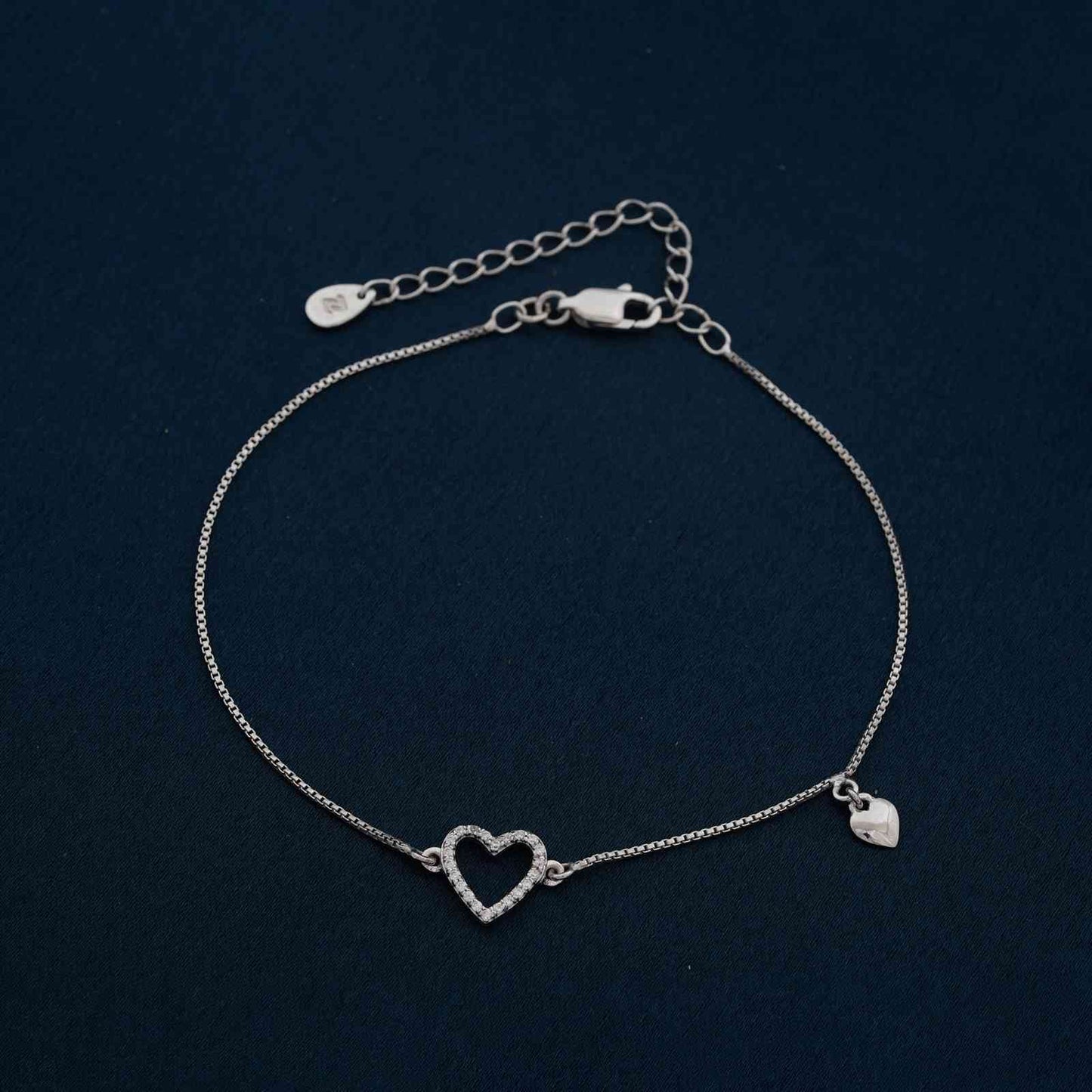 Silver Lovely Heart Charm Anklet