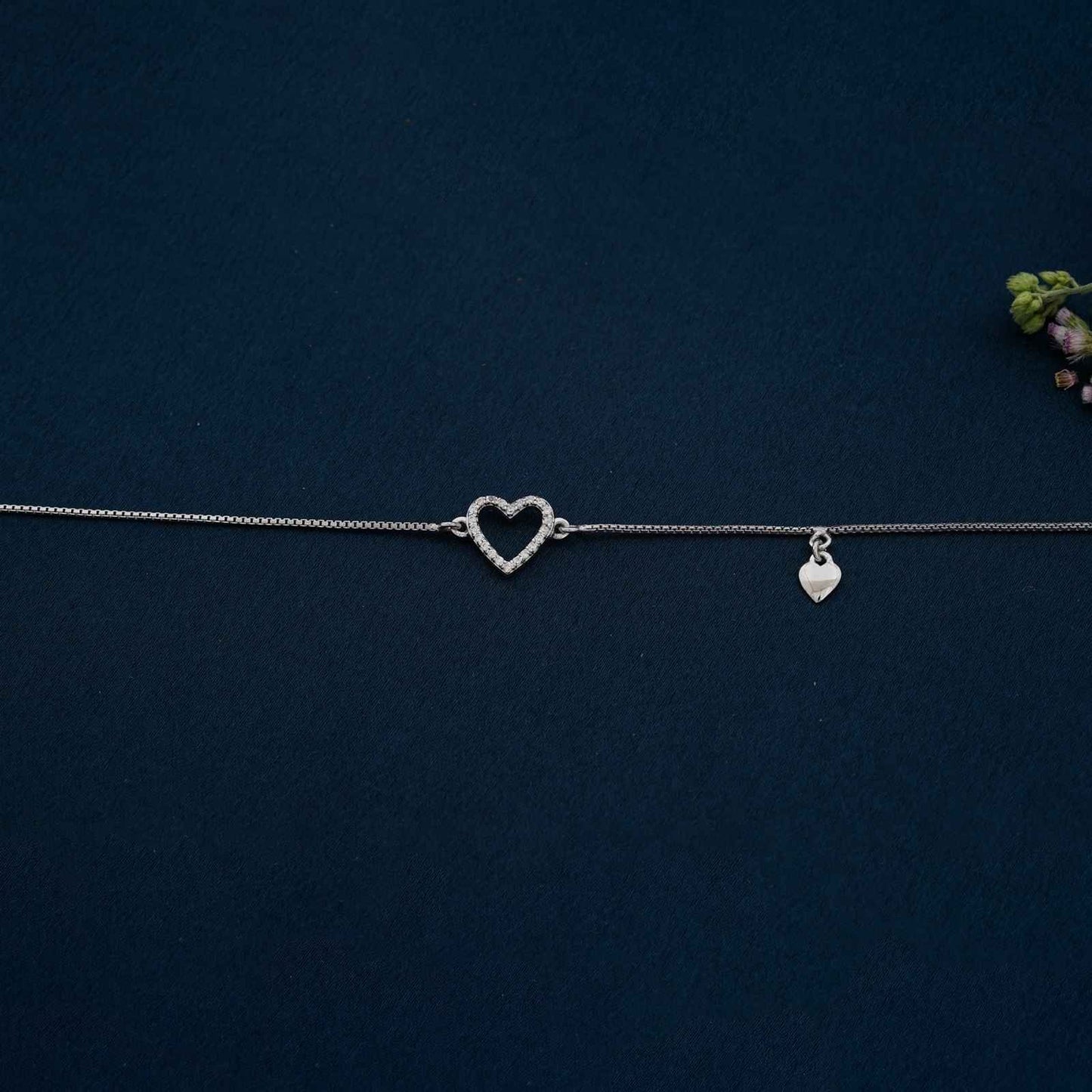 Silver Lovely Heart Charm Anklet