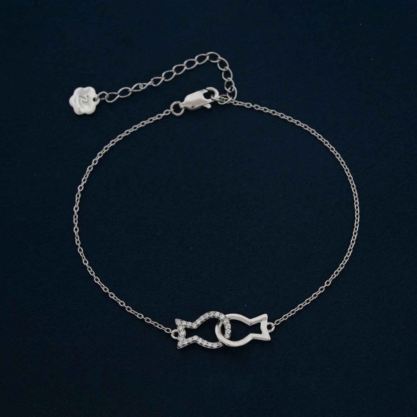 Silver Kissing Fish Anklet