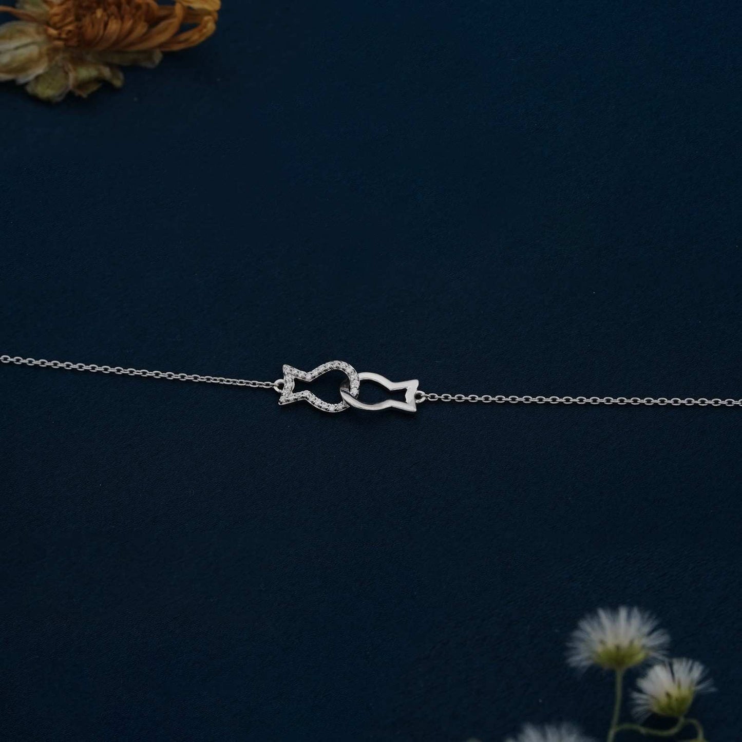 Silver Kissing Fish Anklet