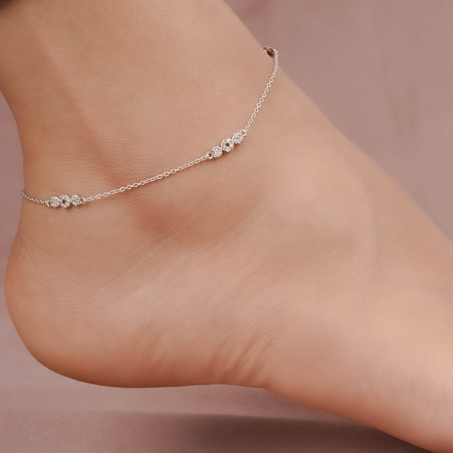 Silver Cluster Charms Anklet