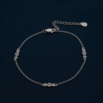 Silver Cluster Charms Anklet