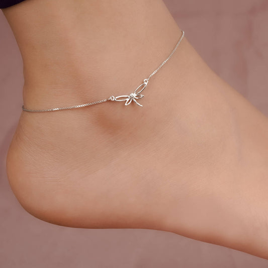 Silver Dragonfly Charm Anklet