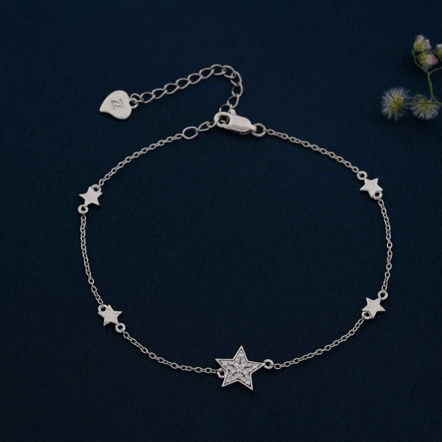 Silver Star Family Anklet