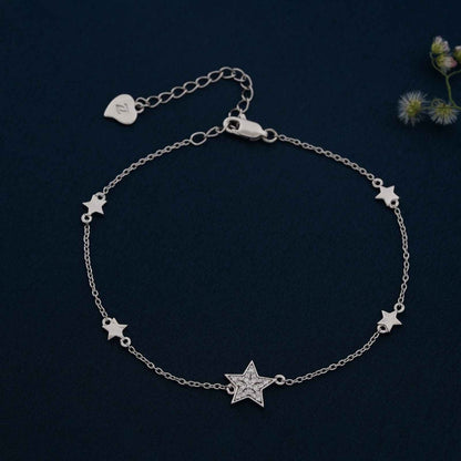 Silver Star Family Anklet