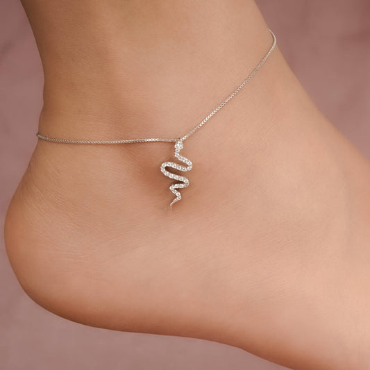 Silver Mini Snake Anklet