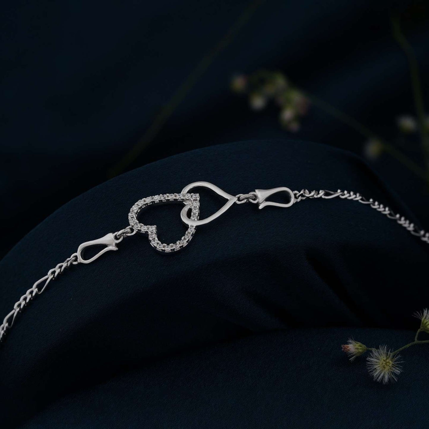 Silver Binary Heart Anklet