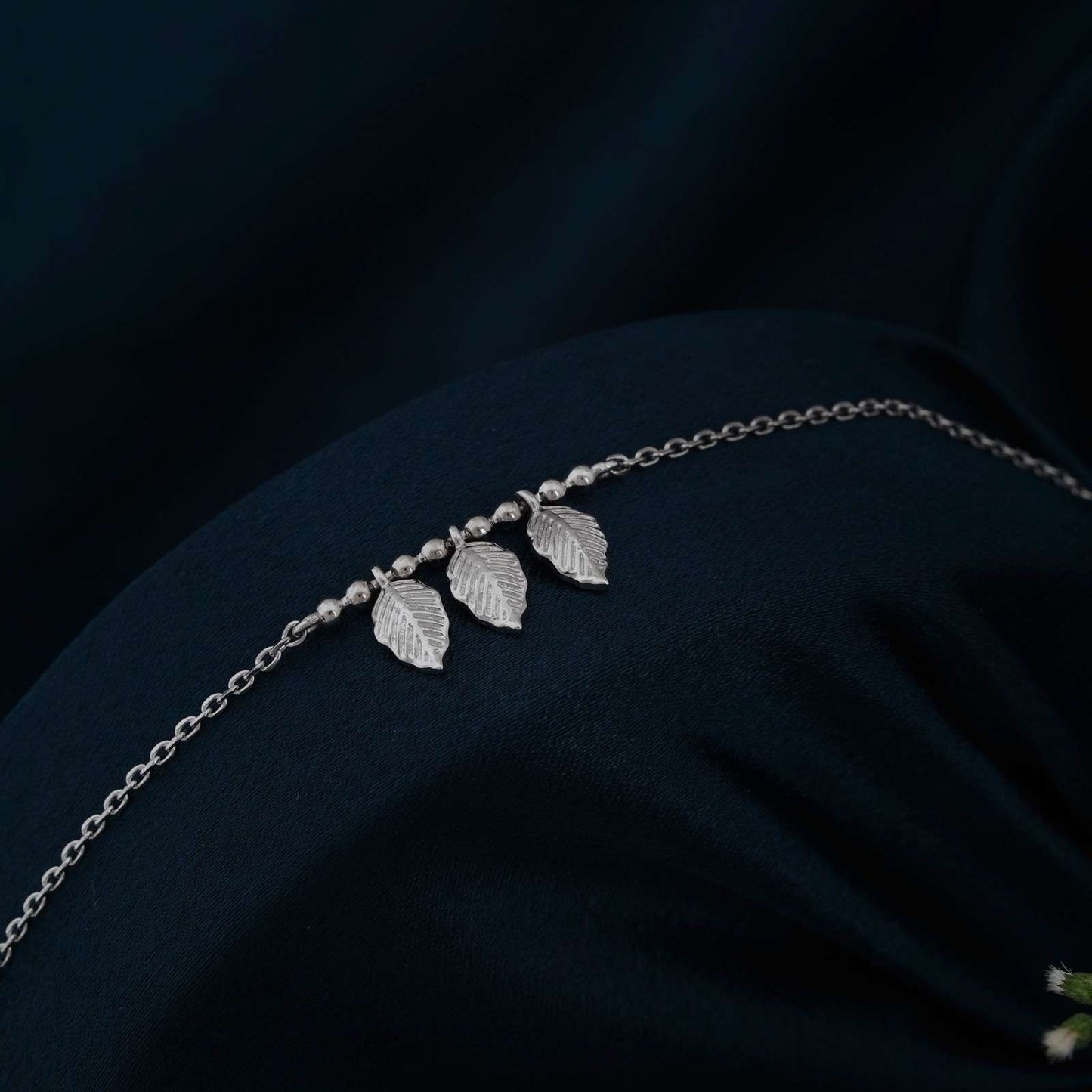 Silver Leafy Anklet For For Women