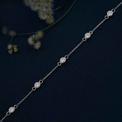 Silver Mellow Bezel Set Anklet