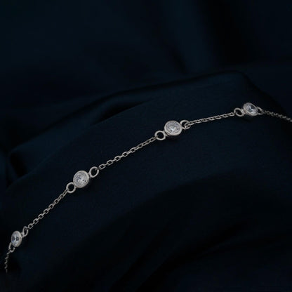 Silver Mellow Bezel Set Anklet