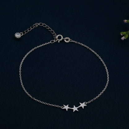 Silver Delicate Stars Anklet For Girls