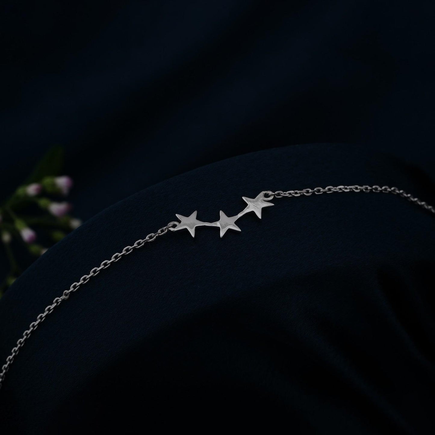 Silver Delicate Stars Anklet For Girls