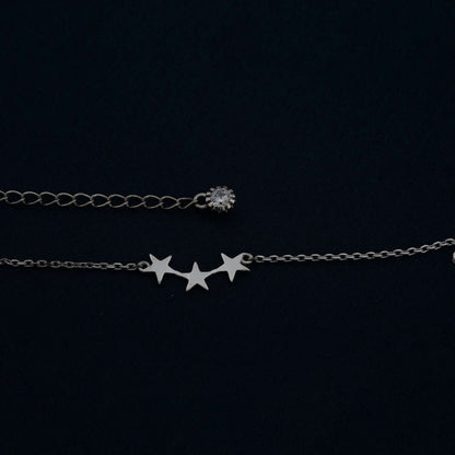 Silver Delicate Stars Anklet For Girls