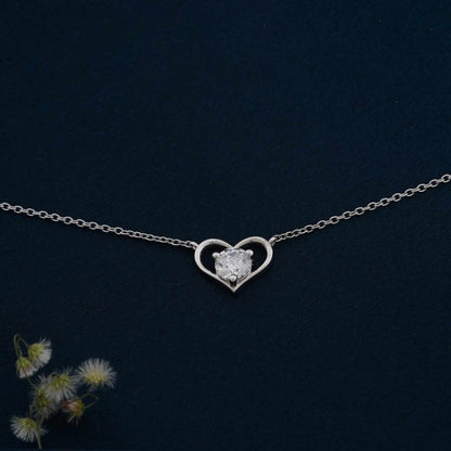 Silver Solitaire Heart Anklet