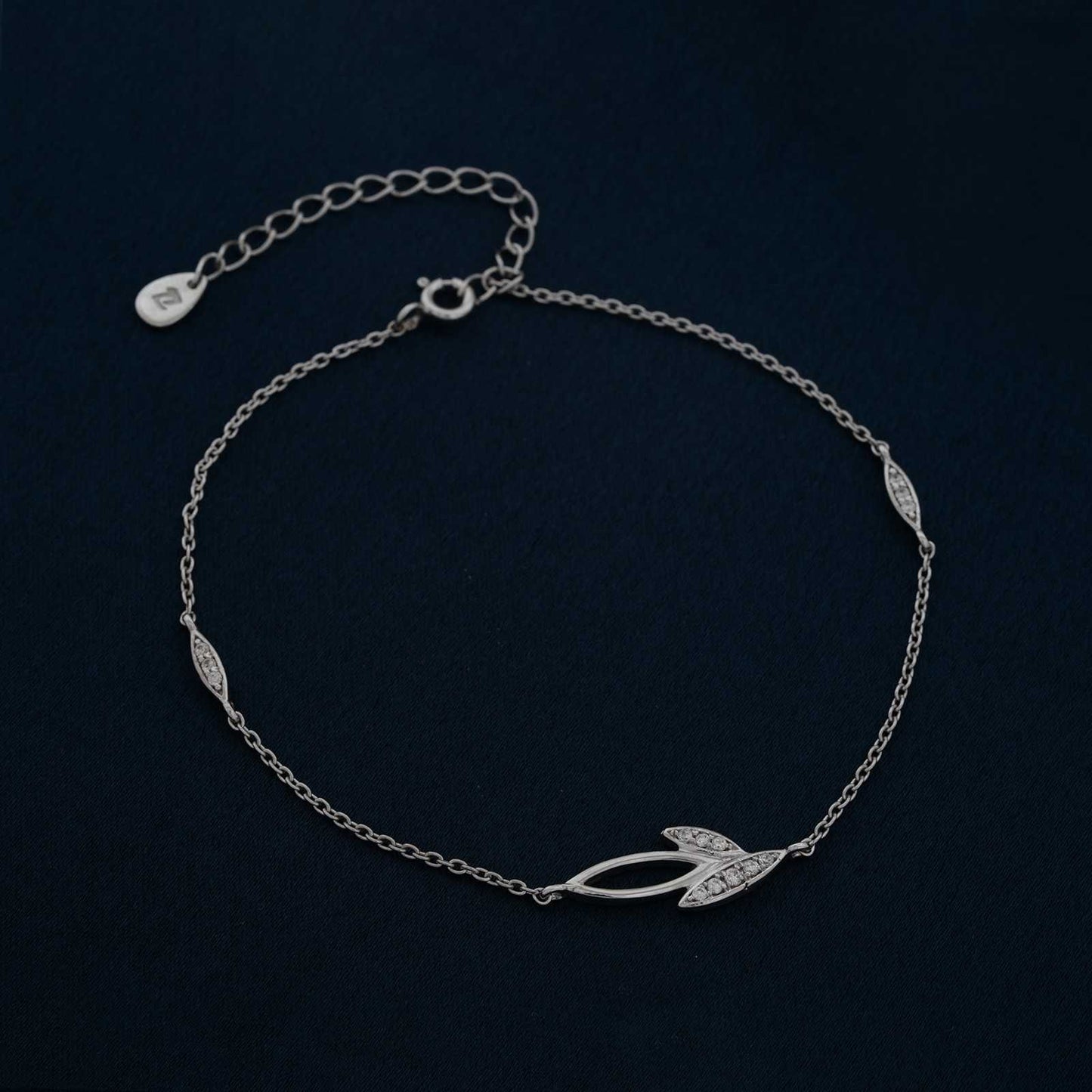 Silver Leaves Layered Anklet