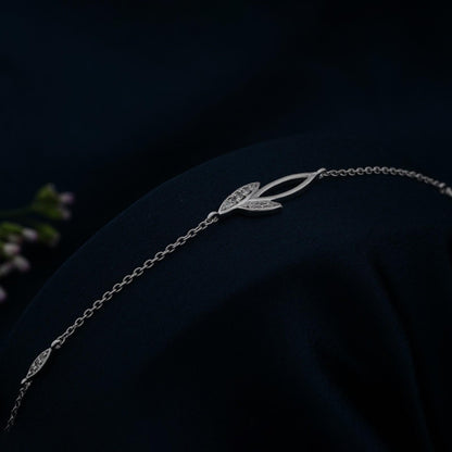 Silver Leaves Layered Anklet