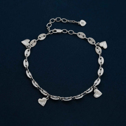 Silver Loveable Heart Charm Anklet