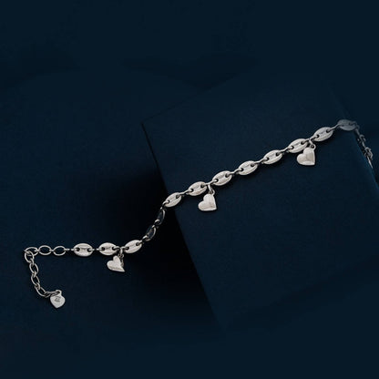 Silver Loveable Heart Charm Anklet