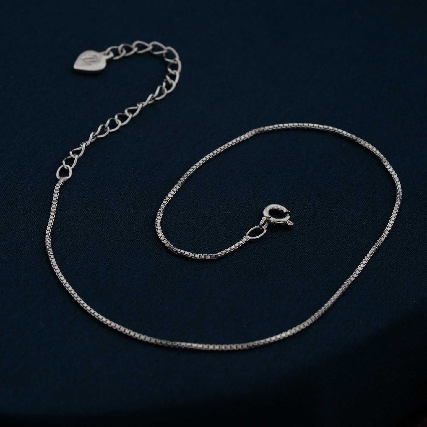 Silver Box Chain Anklet