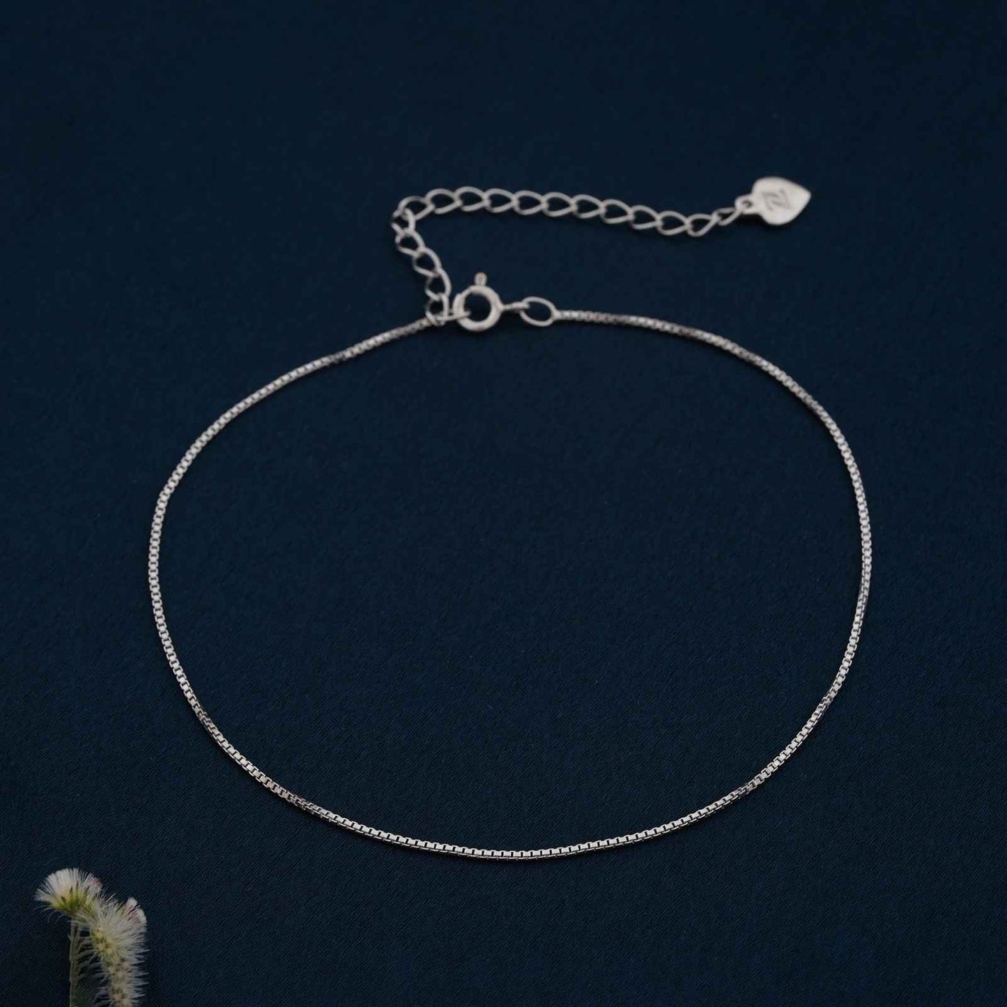 Silver Box Chain Anklet