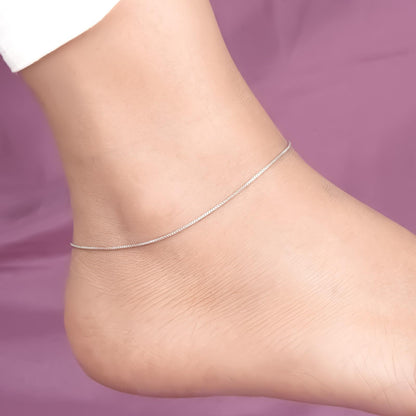 Silver Box Chain Anklet