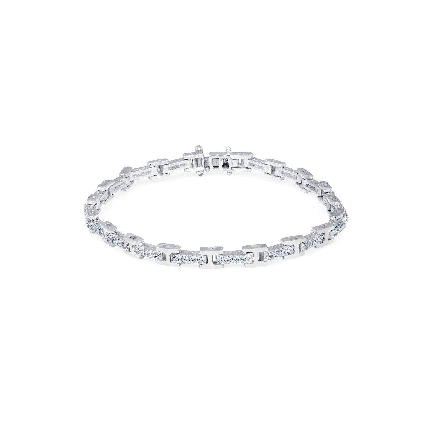 Silver Cluster Diamond Studded Bracelet